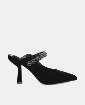 Женские кожаные туфли с ремешком из стразов Alma en Pena, черный