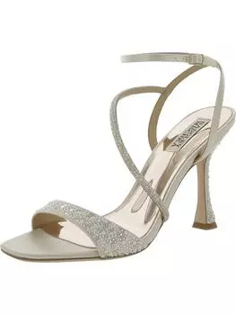 Женские кожаные туфли Sally с открытым носком на каблуке Badgley Mischka, цвет ivory satin