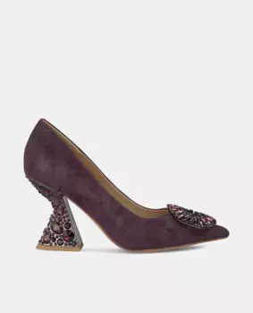 Женские кожаные туфли со стразами Alma en Pena, бордовый