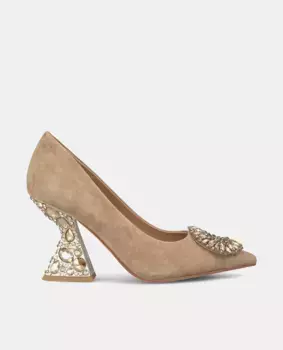 Женские кожаные туфли со стразами Alma en Pena, коричневый