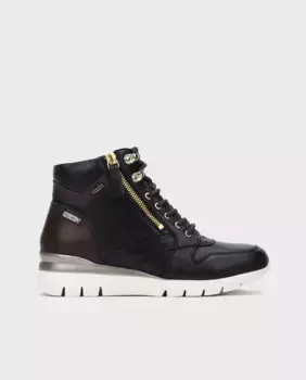 Женские кожаные высокие кроссовки с очень легкой подошвой и мягкой стелькой из пены с эффектом памяти Pikolinos, черный