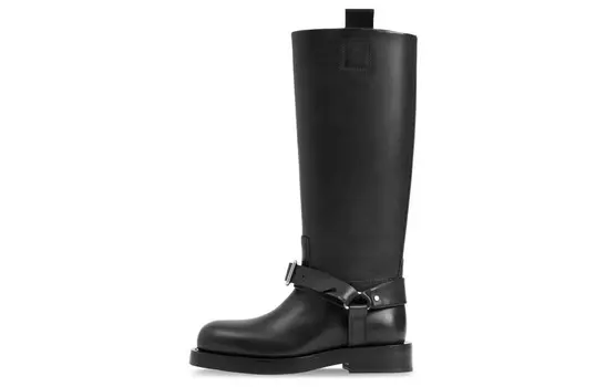 Женские кожаные высокие сапоги-седла «черные» Burberry