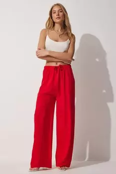 Женские красные брюки Palazzo из вискозы Happiness stanbul, красный