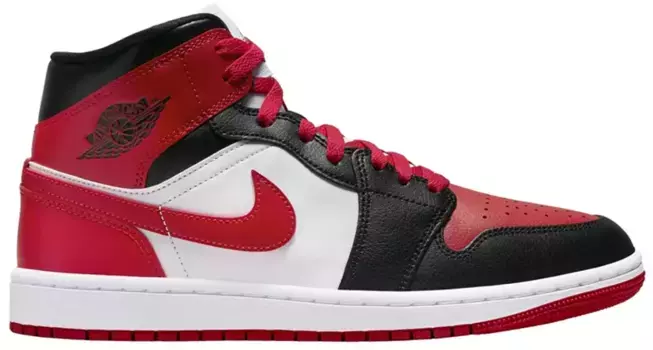 Женские кроссовки Air Jordan 1 Mid среднего размера, цвет Black/Gym Red/White
