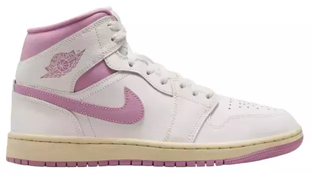 Женские кроссовки Air Jordan 1 Mid среднего размера, цвет Sail/Orchid/Muslin
