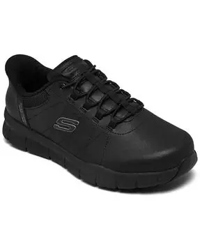 Женские кроссовки без застежек на липучке: Nampa - Cotton bud Casual Slip-on Work Sneakers от Finish Line Skechers, черный