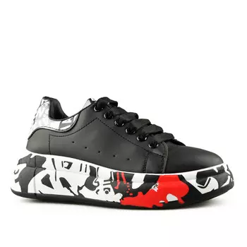 Женские кроссовки черные на платформе Tendenz