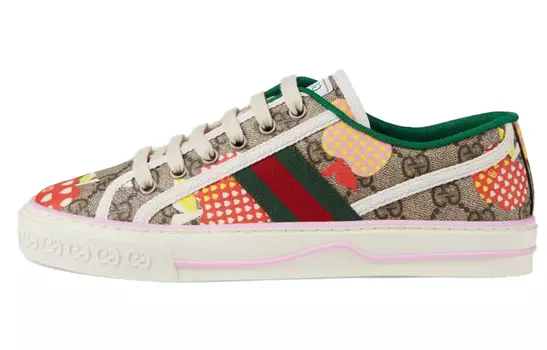 Женские кроссовки Gucci Tennis 1977, коричневый/зеленый/красный