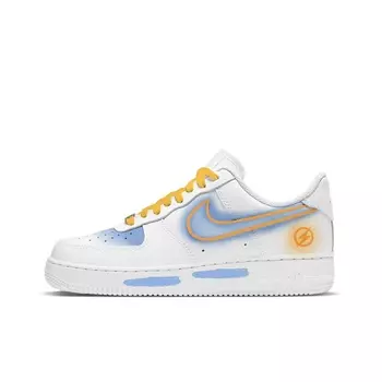 Женские кроссовки для скейтбординга Nike Air Force 1, White/Royal/Yellow