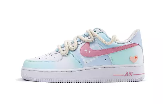 Женские кроссовки для скейтбординга Nike Air Force 1, Pink and Blue