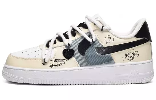 Кроссовки Nike Air Force 1 Skateboard Shoes Women's Low-Top Beige Black