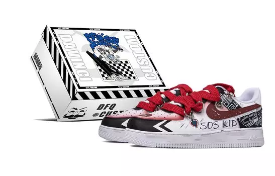 Женские кроссовки для скейтбординга Nike Air Force 1, Black/White/Red