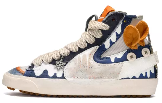 Кроссовки Nike Blazer Skateboard Shoes Women's High-Top White Blue Brown