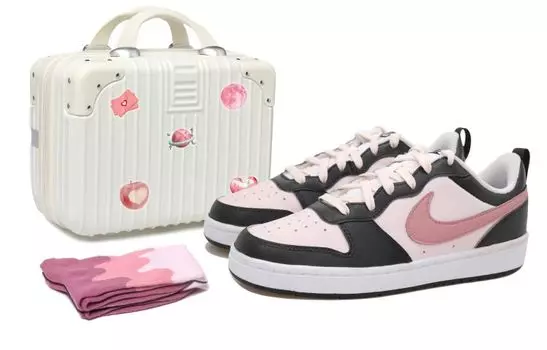 Кроссовки Nike Court Borough Skateboard Shoes Women's Low-Top Black White Pink
