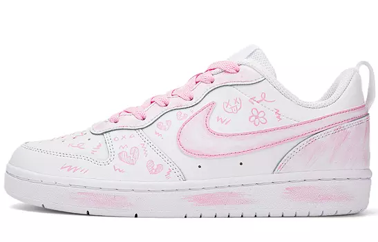 Кроссовки Nike Court Borough Series Skateboard Shoes Women's Low-Top White Pink