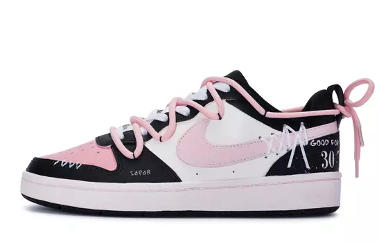 Женские кроссовки для скейтбординга Nike Court Borough Low, Core Black / Cloud White / Team Shock Pink 2