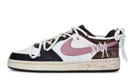 Женские кроссовки для скейтбординга Nike Court Borough Low, Black and white powder brown