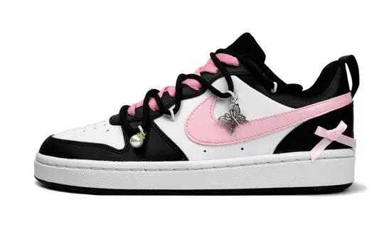 Женские кроссовки для скейтбординга Nike Court Borough Low, Core Black / Cloud White / Team Shock Pink 2