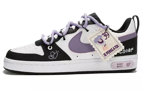 Женские кроссовки для скейтбординга Nike Court Borough Low, White/Bright Concord/True Red/Black