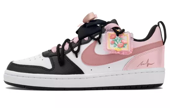 Женские кроссовки для скейтбординга Nike Court Borough Low, Core Black / Cloud White / Team Shock Pink 2