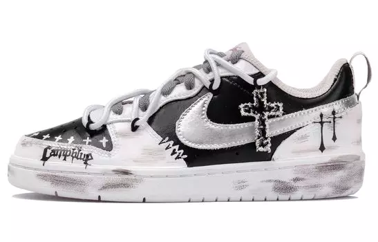 Женские кроссовки для скейтбординга Nike Court Borough Low, Black and white silver