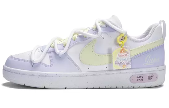 Женские кроссовки для скейтбординга Nike Court Borough Low, White, purple and yellow