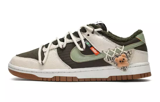 Кроссовки Nike Dunk Skateboard Shoes Women's Low-Top White Brown Green