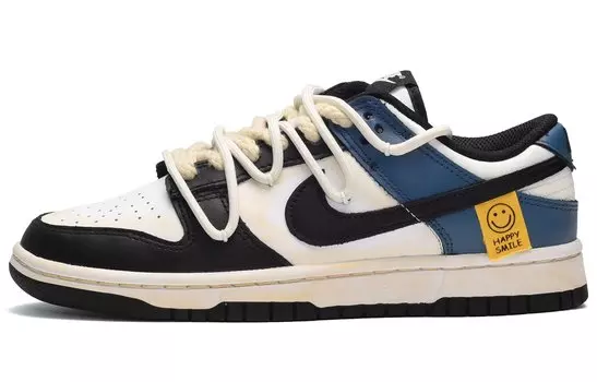 Кроссовки Nike Dunk Skateboard Shoes Women's Low-Top Black White Blue