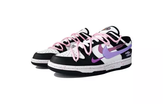 Кроссовки Nike Dunk Skateboard Shoes Women's Low-Top Black And White/Purple
