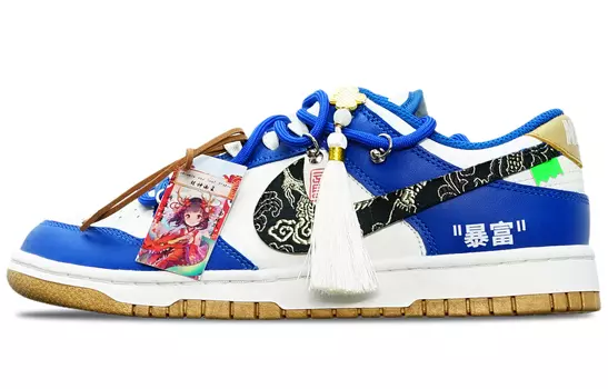 Женские кроссовки для скейтбординга Nike Dunk, Black hook gold dragon pattern