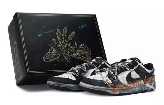 Женские кроссовки для скейтбординга Nike Dunk, Black, blue, beige, white