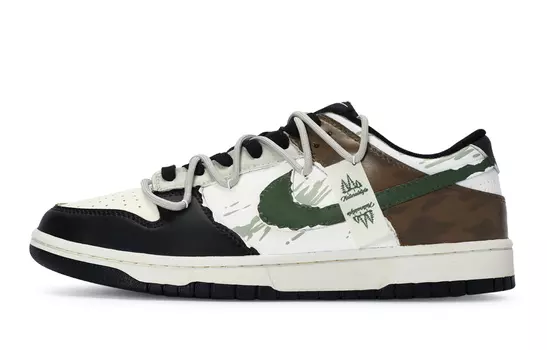 Женские кроссовки для скейтбординга Nike Dunk, Black, white, brown, green