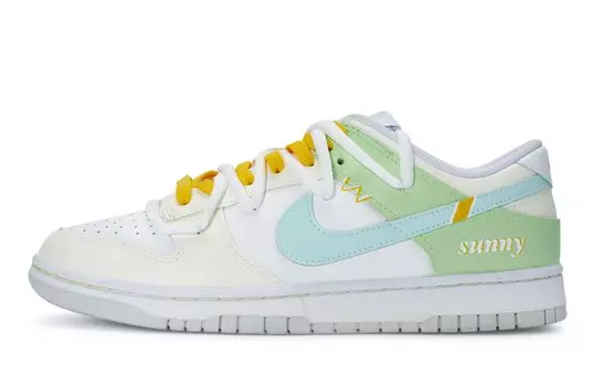 Женские кроссовки для скейтбординга Nike Dunk, White, yellow, green, blue