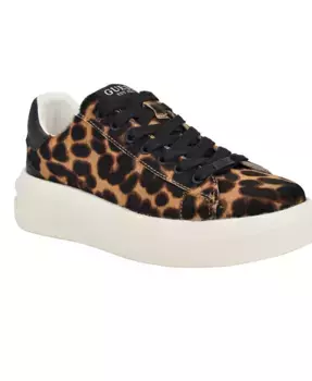 Женские кроссовки Elbinah Leopard Pony на шнуровке GUESS, коричневый