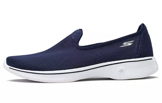 Женские кроссовки Go Walk 4 Lifestyle с низким верхом, темно-синие/белые Skechers