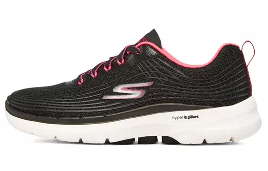 Женские кроссовки Go Walk 6 Lifestyle с низким верхом, черные/персиковые Skechers