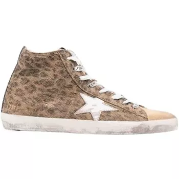 Женские кроссовки Golden Goose Francy из розовой кожи со звездой и синим блестящим каблуком