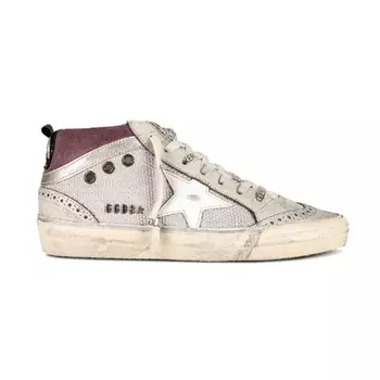 Женские кроссовки Golden Goose Mid Star с белой звездой и черной вставкой на пятке