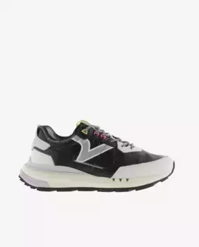 Женские кроссовки из нейлона с металлическим оттенком, замшевыми вставками и ретро-логотипом Victoria, черный