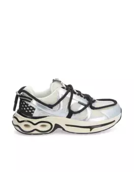 Женские кроссовки из сетки с двойной системой шнуровки No Name, серебряный