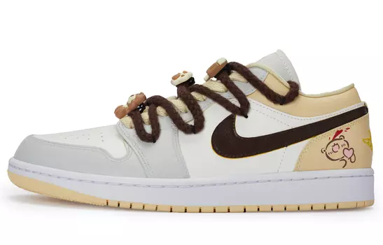 Женские кроссовки Jordan Air Jordan 1 для скейтбординга, White, yellow, gray