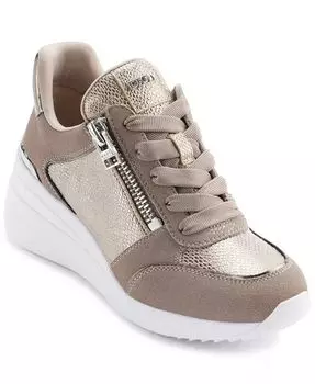 Женские кроссовки Kalina Lace Up Wedge Sneakers DKNY, коричневый/бежевый