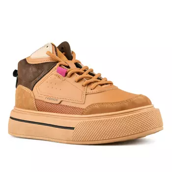 Женские кроссовки коричневые на платформе Tendenz