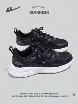 Женские кроссовки, легкие, черные, для улицы, спортивные, с дышащей сеткой, шнуровкой спереди и мягкой стелькой в спортивном стиле, 1 пара Warrior, черный