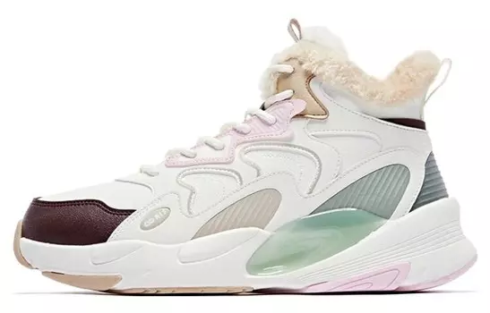 Женские кроссовки Lifestyle High-Top белого/черного/розового цвета Qiaodan