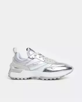 Женские кроссовки Lucky с металлической отделкой Pepe Jeans, серебряный