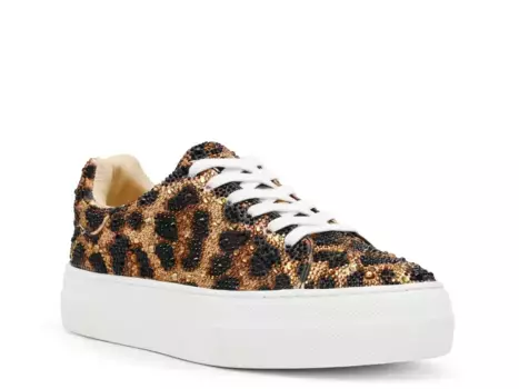 Женские кроссовки на платформе Betsey Johnson, Tan/Black Leopard Print