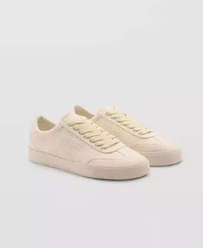 Женские кроссовки на шнуровке из парусины MANGO, бежевый