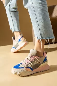 Женские кроссовки на шнуровке на толстой подошве 36-144-23 Pembe Potin, синий