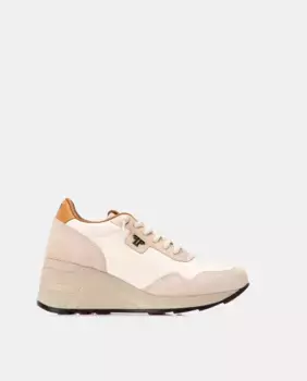 Женские кроссовки на танкетке из белой накаченной кожи Farrutx, цвет Crudo